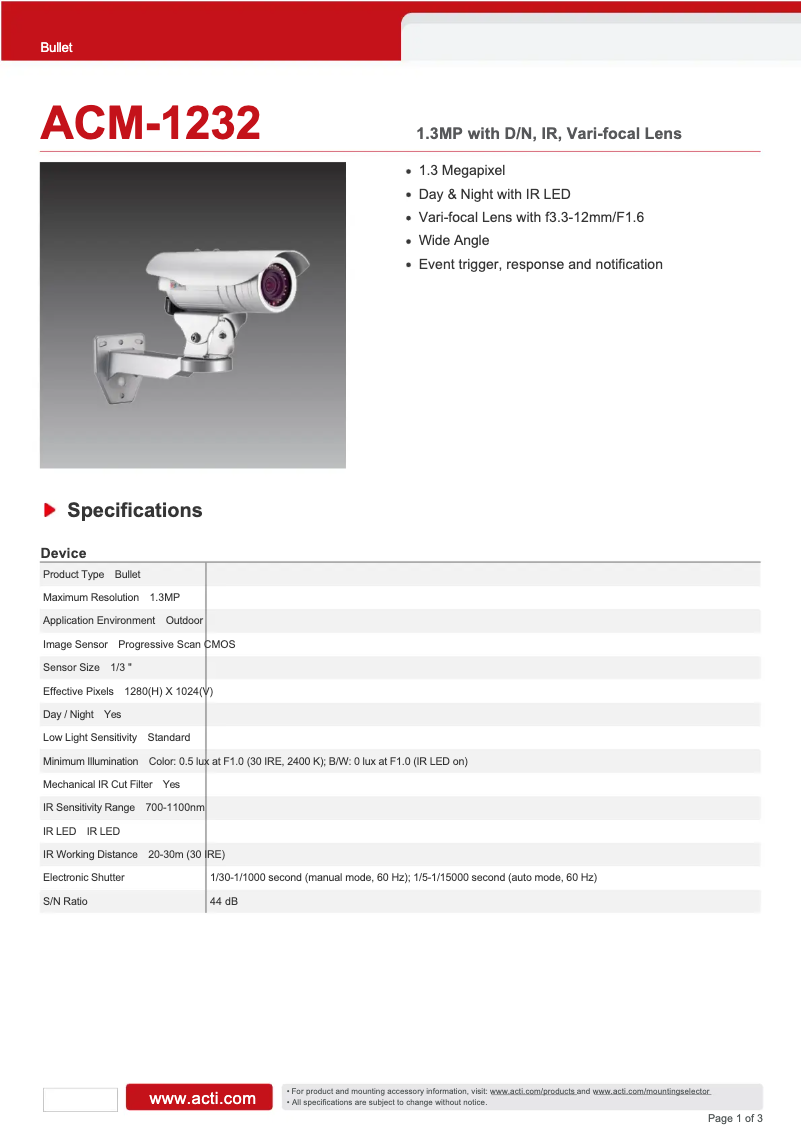 Image de la première page du manuel de l'appareil ACM-1232
