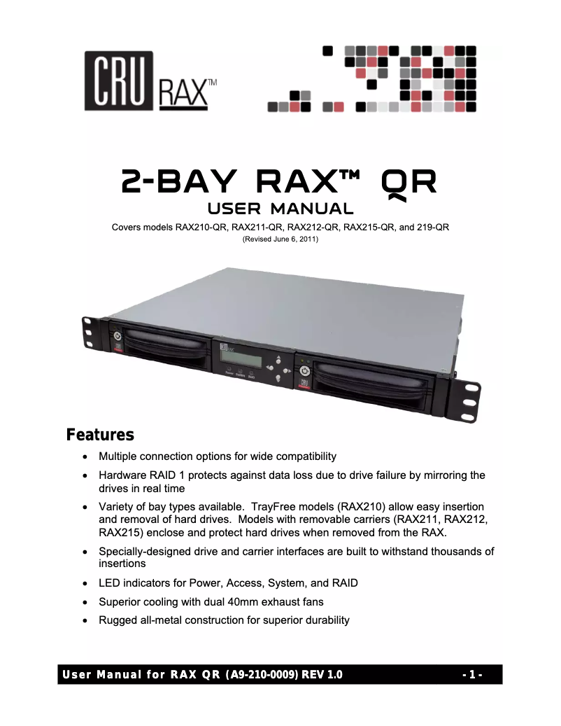 Page n°1 - Manuel utilisateur CRU RAX212-QR