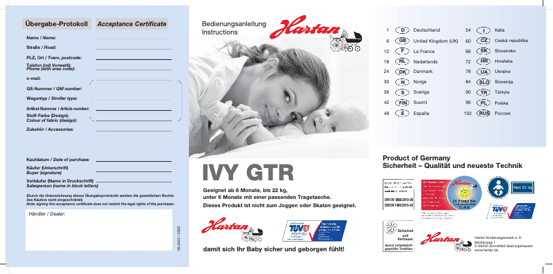 Page 1 de la notice Manuel utilisateur Hartan IVY GTR