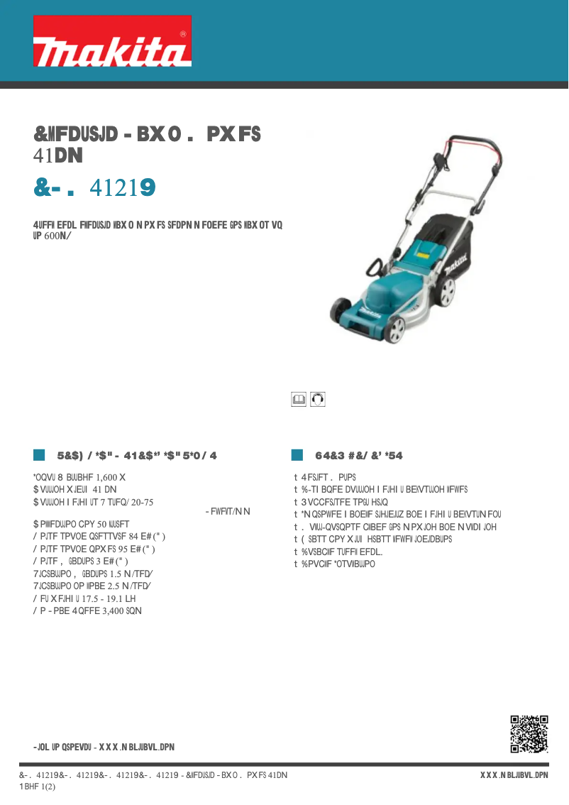 Page 1 de la notice Fiche technique Makita ELM4121X