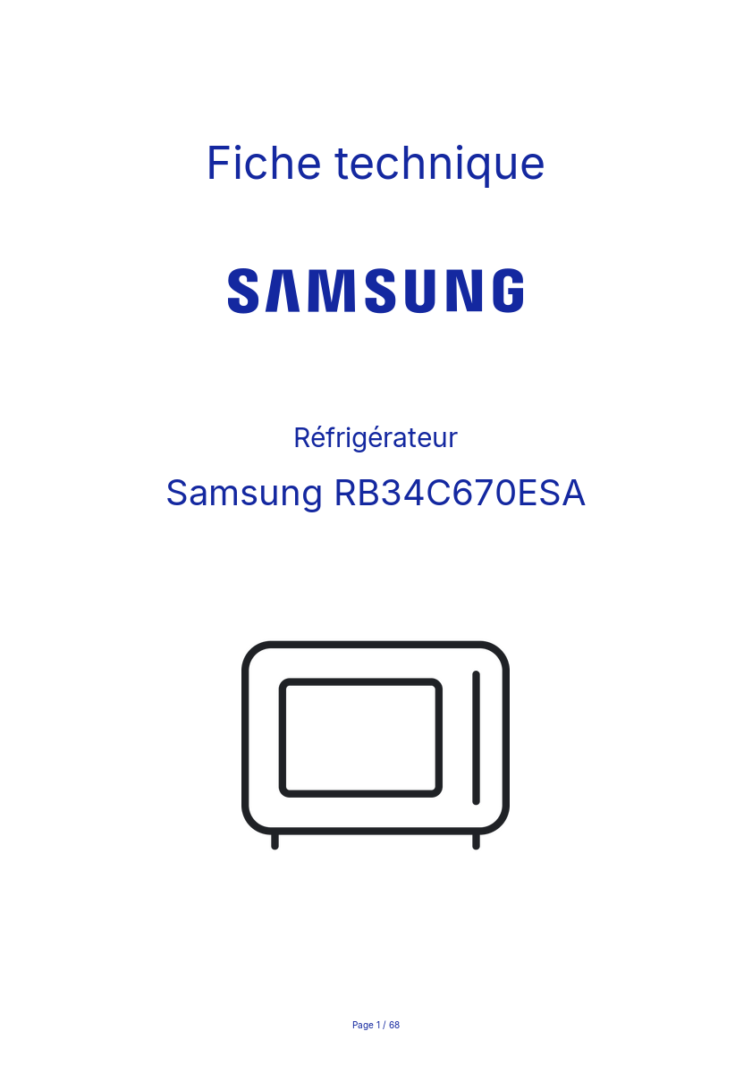 Page n°1 - Fiche technique Samsung RB34C670ESA
