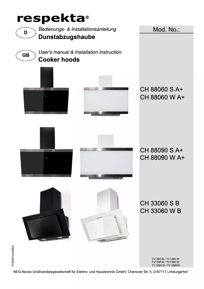 Page 1 de la notice Manuel utilisateur Respekta Skala CH88060SA+