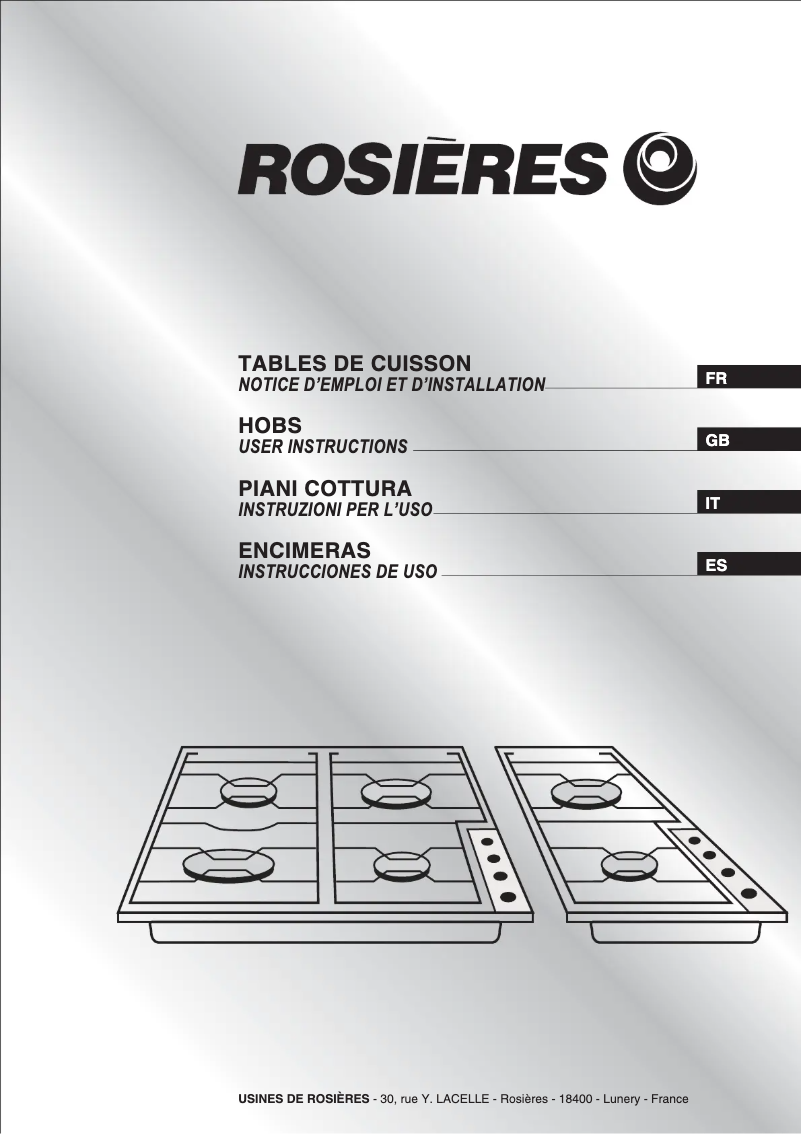 Page n°1 - Manuel utilisateur Rosieres TC 40 RB