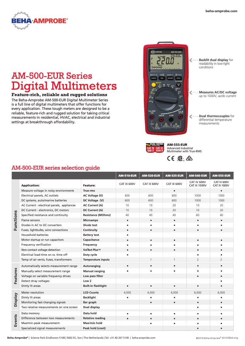 Page n°1 - Fiche technique Beha-Amprobe AM-550-EUR