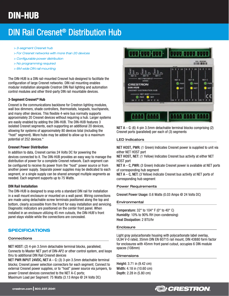 Image de la première page du manuel de l'appareil Green Light DIN-HUB