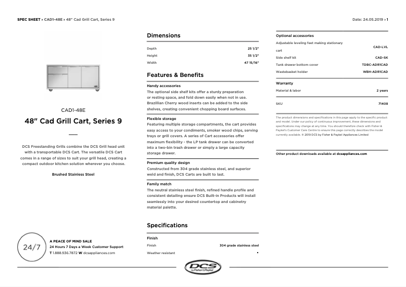 Page 1 de la notice Fiche technique DCS CAD1-48E