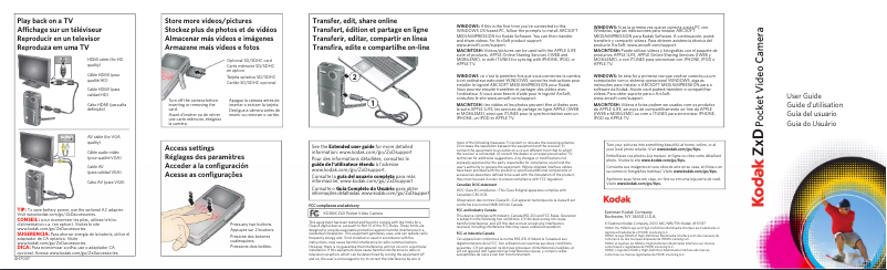 Page 1 de la notice Manuel utilisateur Kodak ZxD