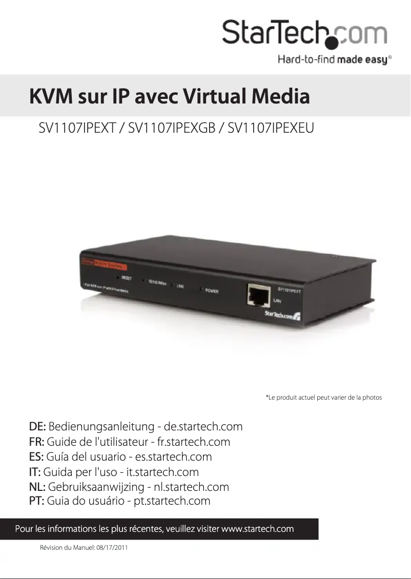 Page n°1 - Manuel utilisateur StarTech.com SV1107IPEX