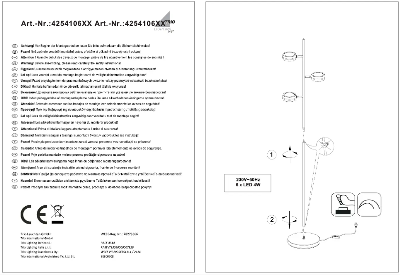 Page n°1 - Manuel utilisateur Trio Lighting Leicester 425410607