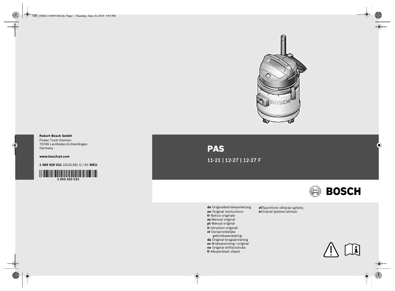 Image de la première page du manuel de l'appareil PAS 11-21