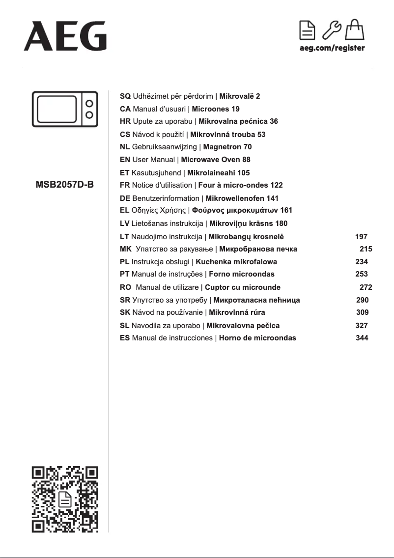 Page 1 de la notice Manuel utilisateur AEG MSB2057D-B
