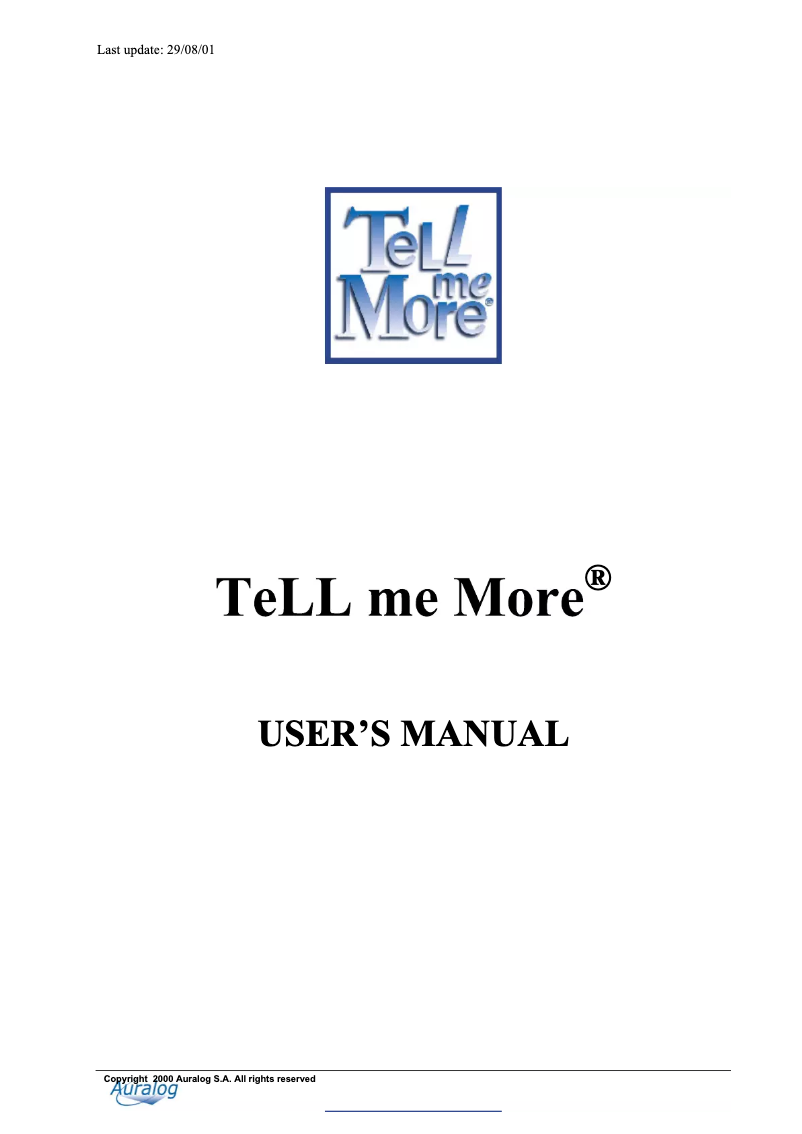 Image de la première page du manuel de l'appareil Tell me More 5.0