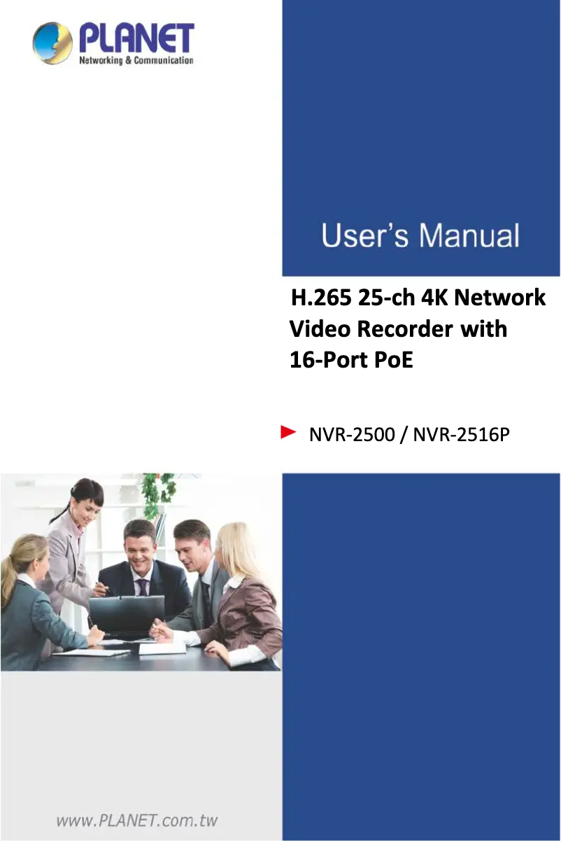 Page 1 de la notice Manuel utilisateur Planet NVR-2500