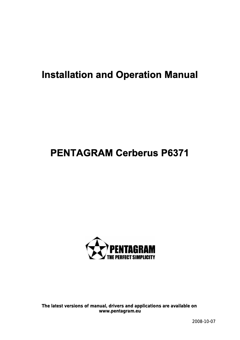 Page n°1 - Manuel utilisateur Pentagram Cerberus P6371