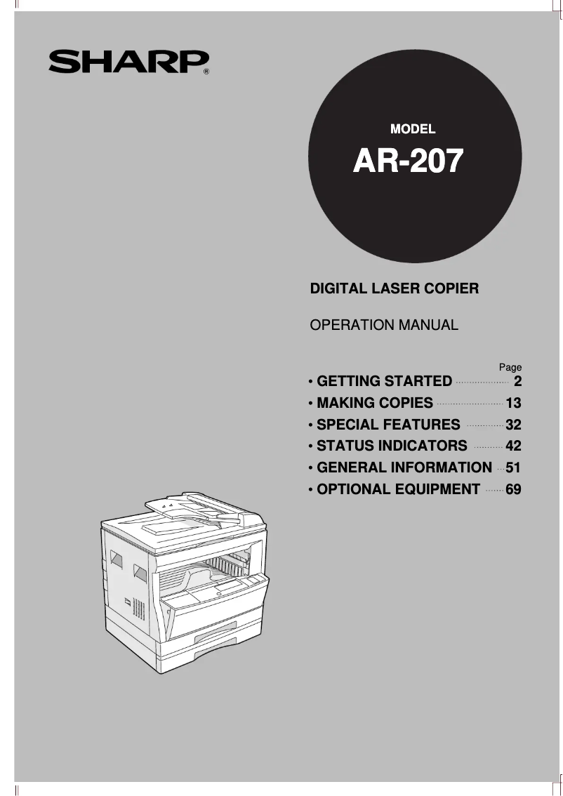 Image de la première page du manuel de l'appareil AR-207
