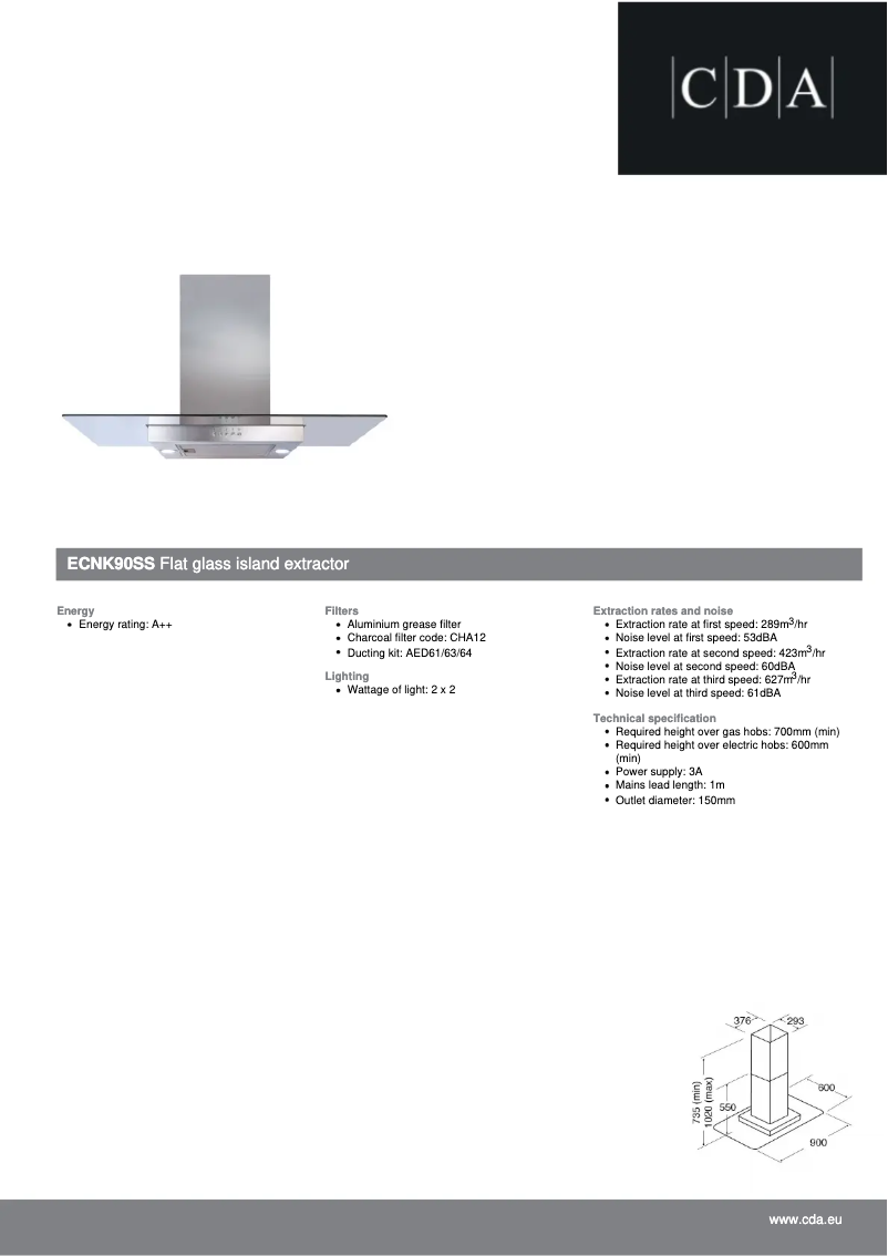 Page 1 de la notice Fiche technique CDA ECNK90SS