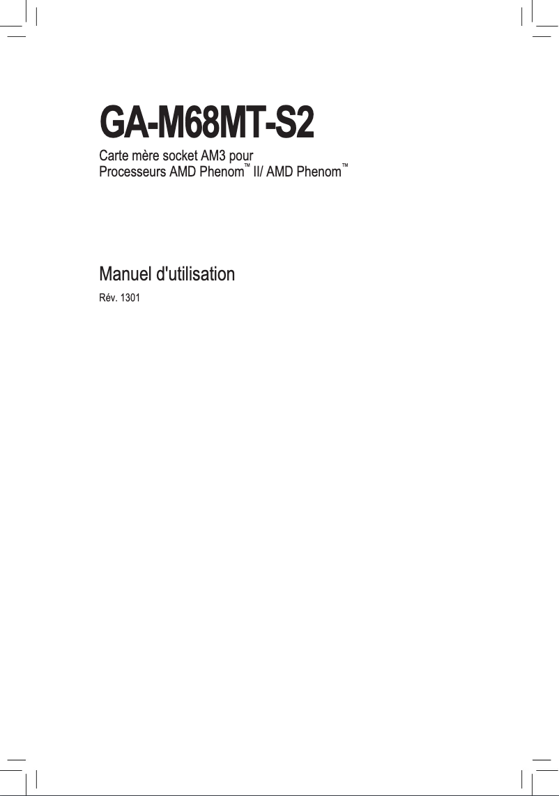 Page 1 de la notice Manuel utilisateur Gigabyte GA-M68MT-S2
