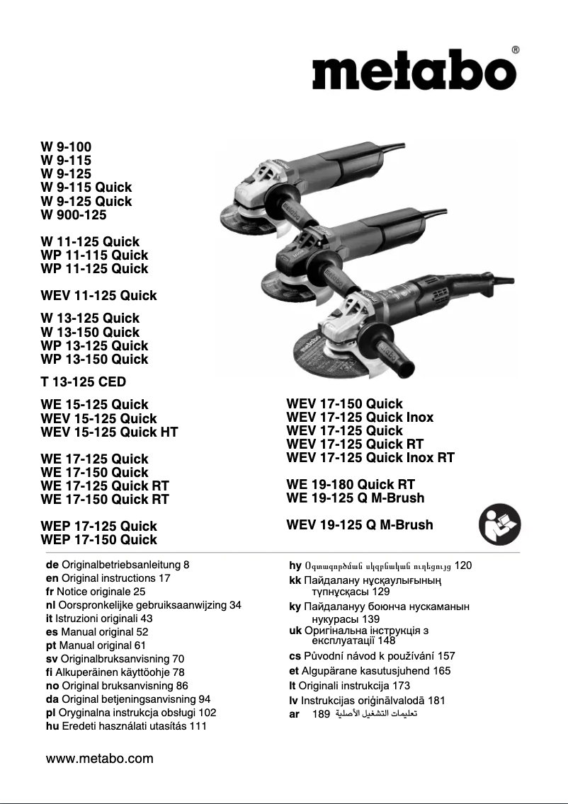Page 1 de la notice Manuel utilisateur Metabo W 9-115