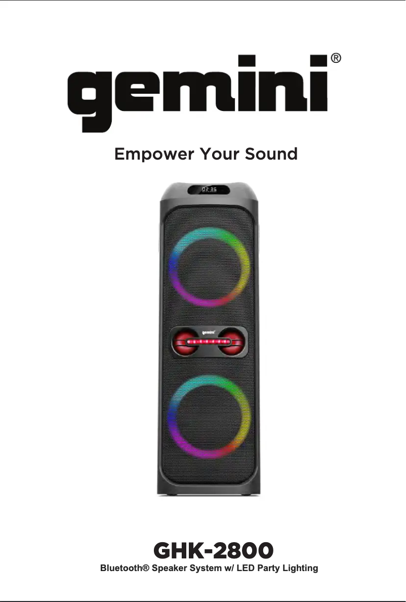 Page n°1 - Manuel utilisateur Gemini GHK-2800