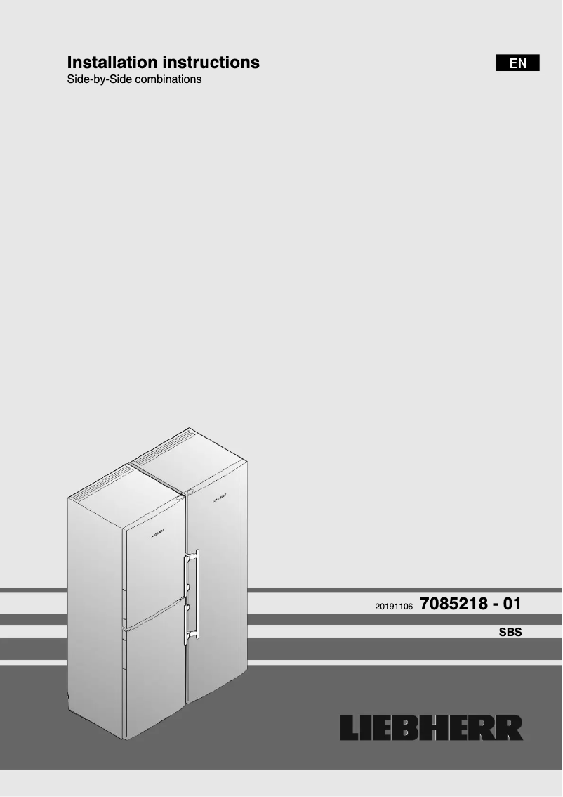 Page 1 de la notice Guide d'installation Liebherr SGN 3036 Comfort NoFrost