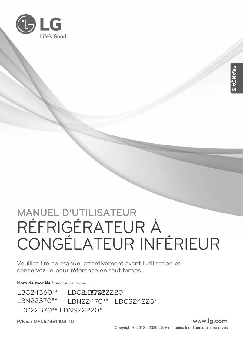 Page n°1 - Manuel utilisateur LG LDC22370SW