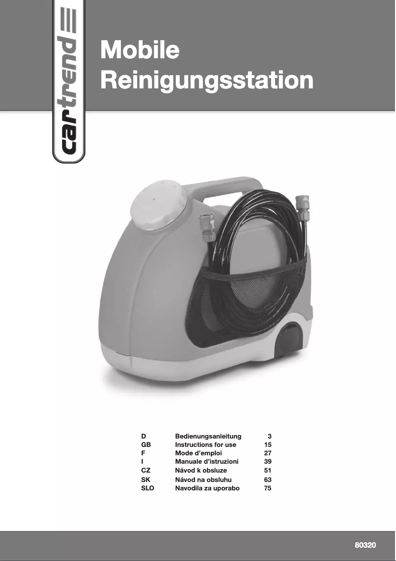 Page 1 de la notice Manuel utilisateur Cartrend 80320