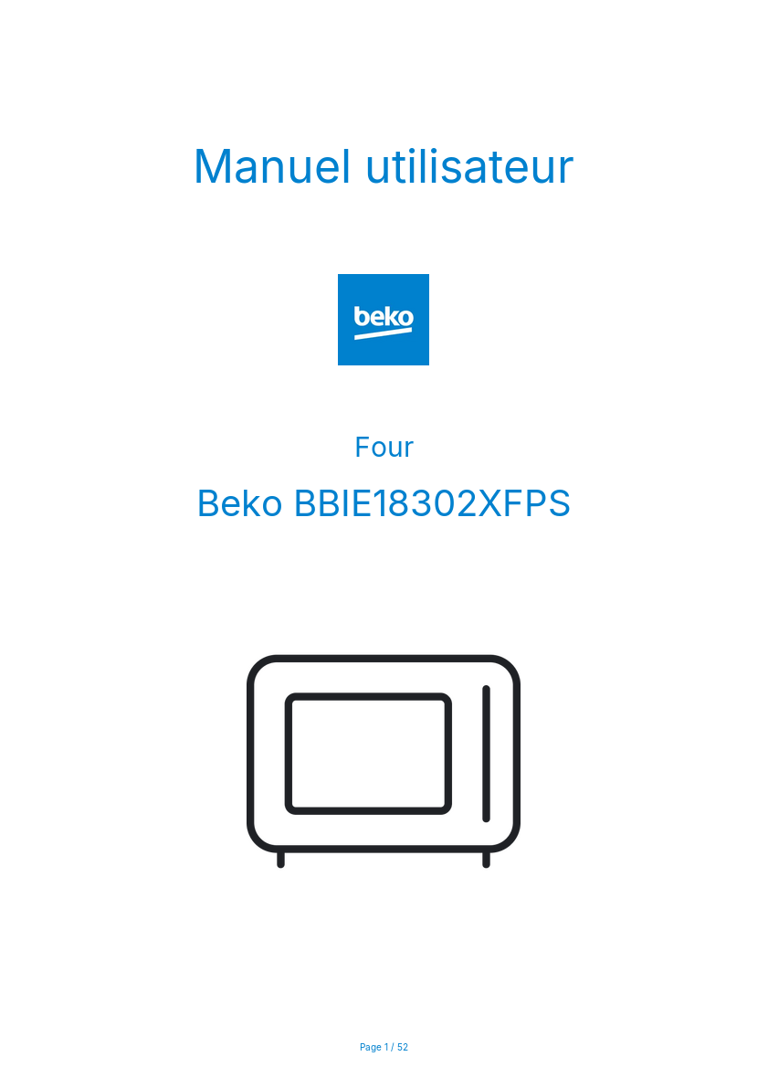 Page n°1 - Manuel utilisateur Beko BBIE18302XFPS