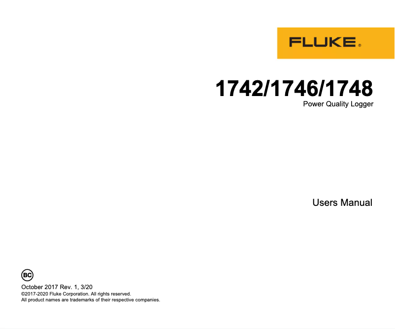 Page n°1 - Manuel utilisateur Fluke 1746