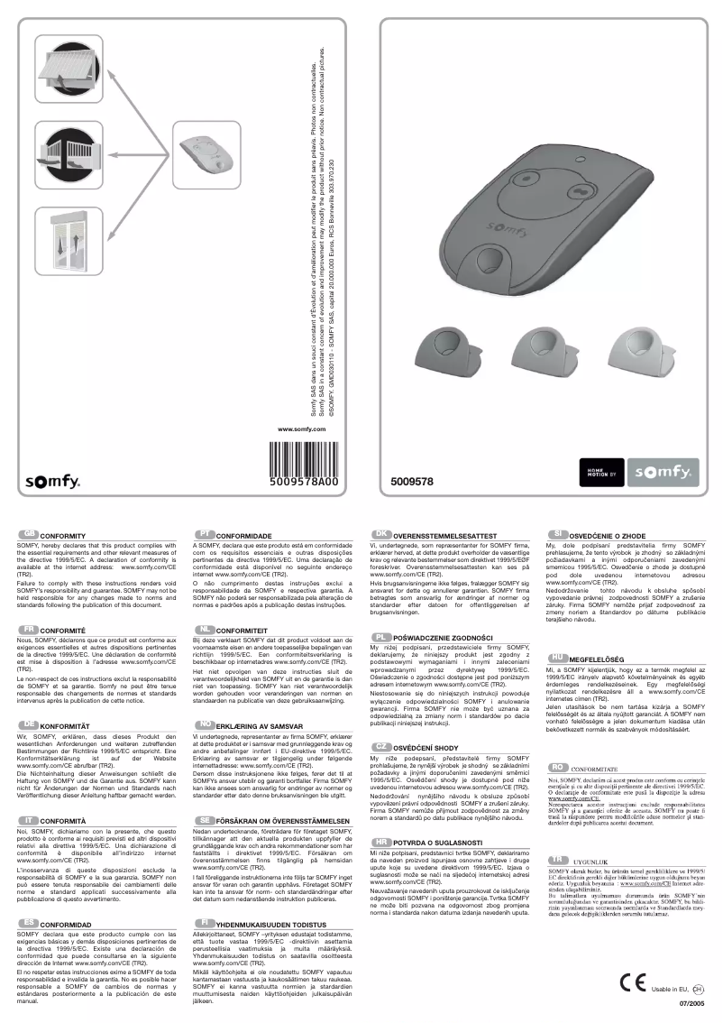Page 1 de la notice Manuel utilisateur Somfy Keytis NS 2 RTS
