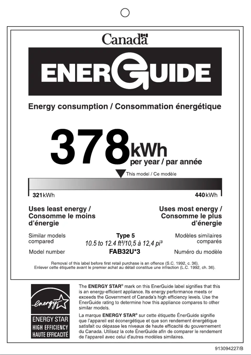Page n°1 - Label énergétique Smeg FAB32