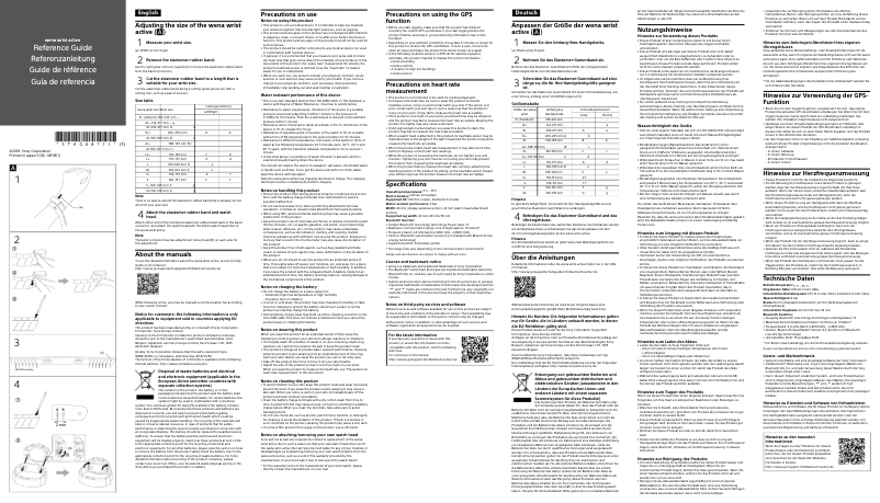 Image de la première page du manuel de l'appareil Wena Active WNW-A01B