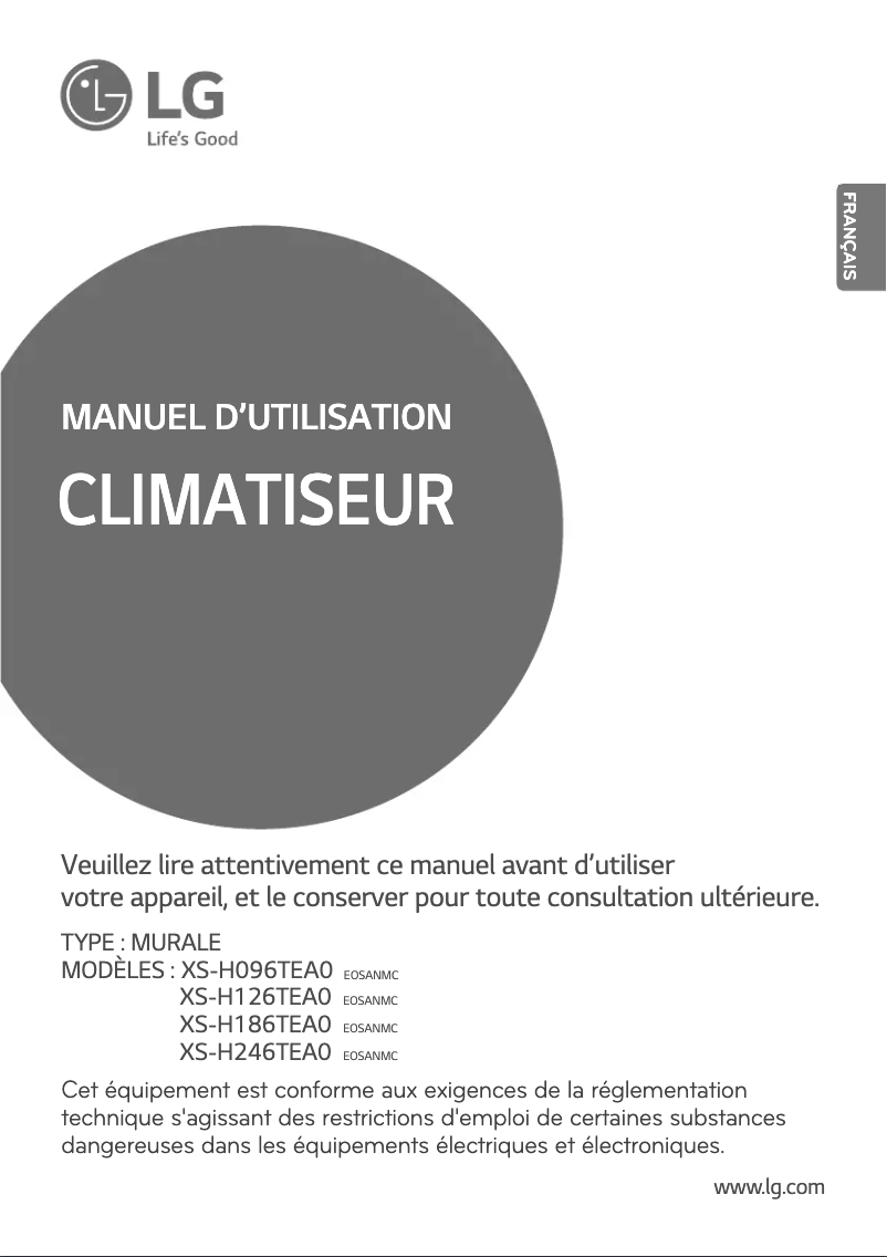 Page 1 de la notice Manuel utilisateur LG XSNH126TEA0