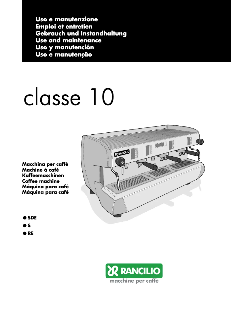 Page 1 de la notice Manuel utilisateur Rancilio Classe 10 SDE