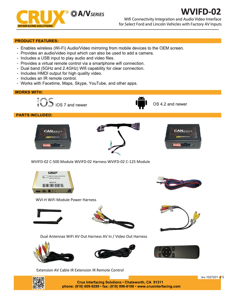 Page 1 de la notice Manuel utilisateur CRUX WVIFD-02