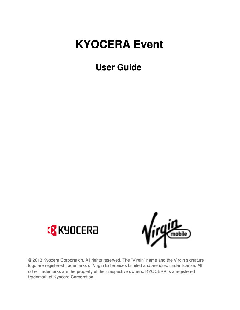 Page 1 de la notice Manuel utilisateur Kyocera Event C5133