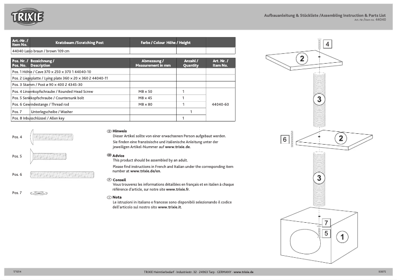 Página 1 del manual Manual de usuario Trixie Laslo