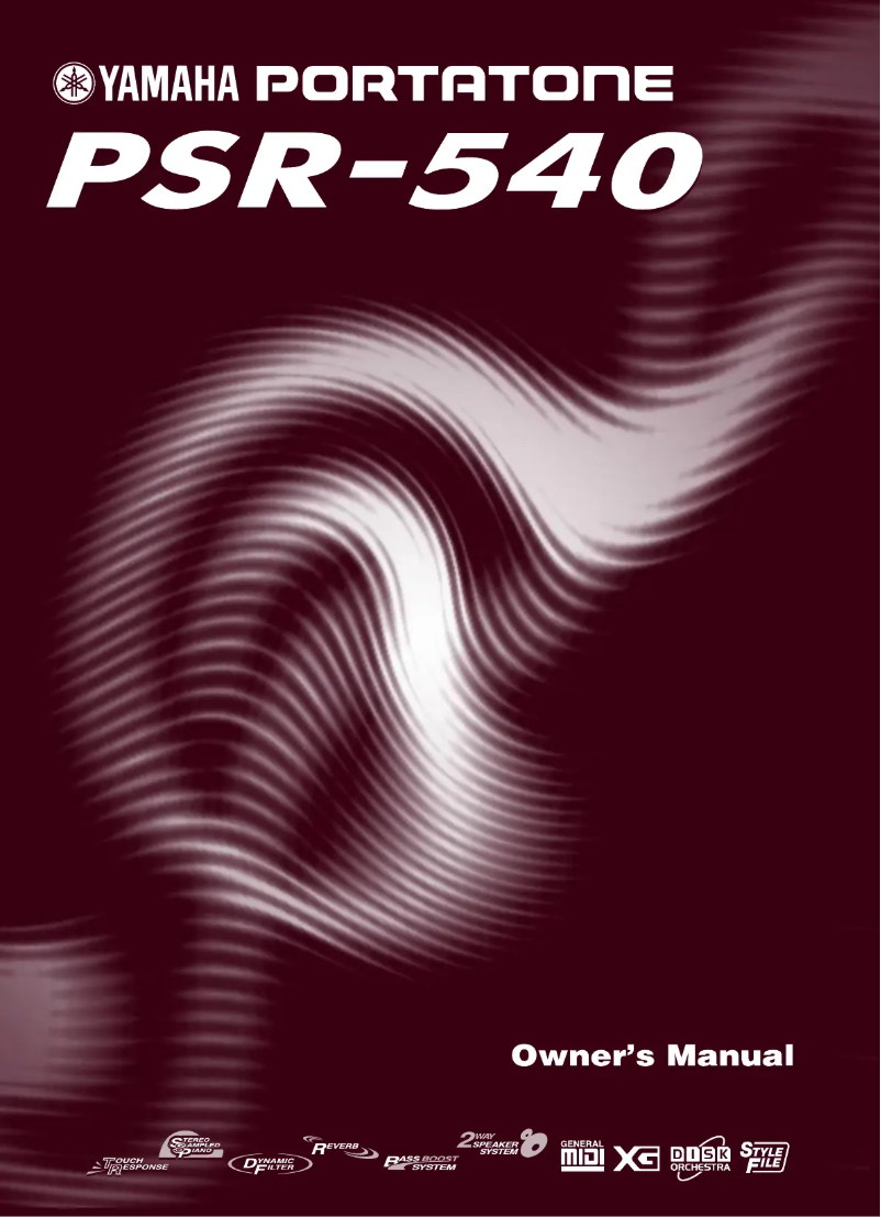 Page n°1 - Manuel utilisateur Yamaha Portatone PSR-540