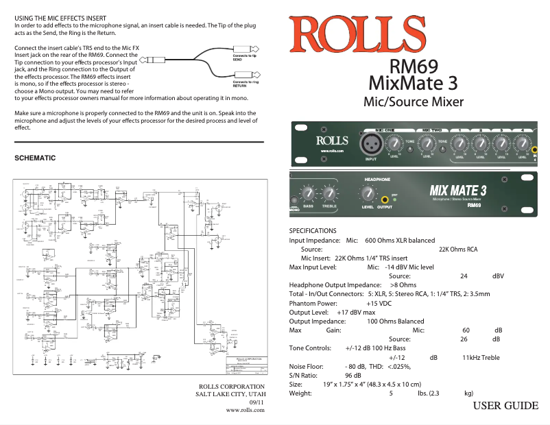 Page 1 de la notice Manuel utilisateur Rolls MixMate 3 RM69