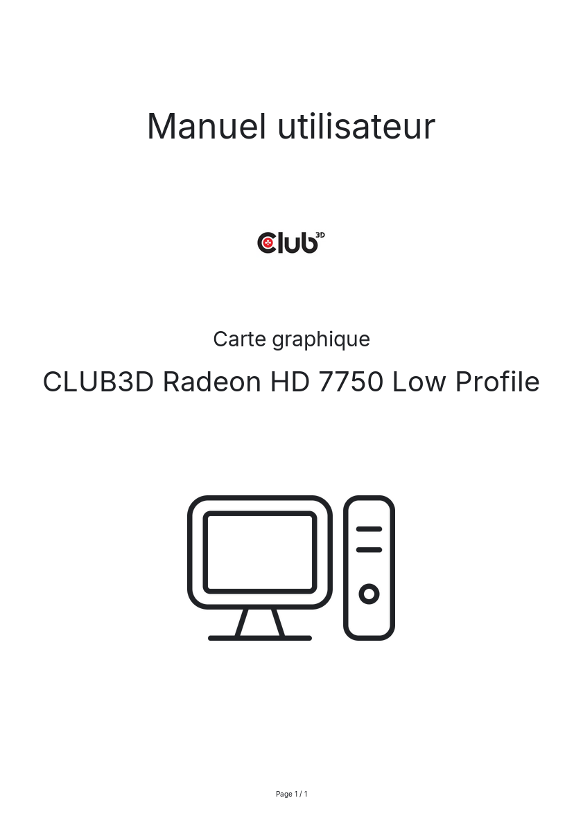 Image de la première page du manuel de l'appareil Radeon HD 7750 Low Profile