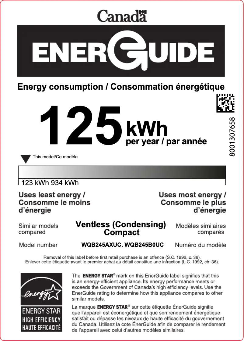 Página 1 del manual Etiqueta energética Bosch WQB245AXUC