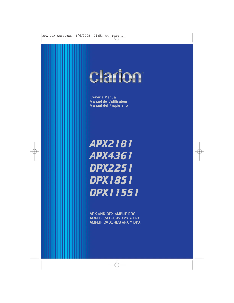 Page n°1 - Manuel utilisateur Clarion DPX1851