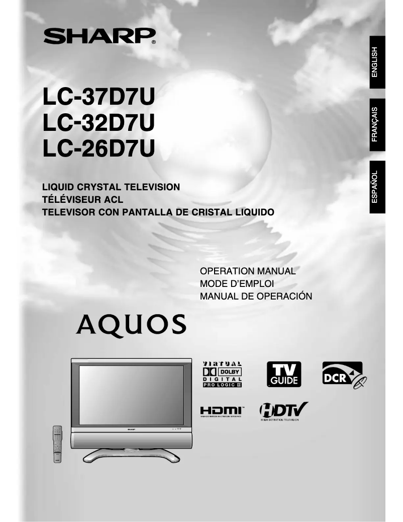 Page 1 de la notice Manuel utilisateur Sharp LC-26D7U