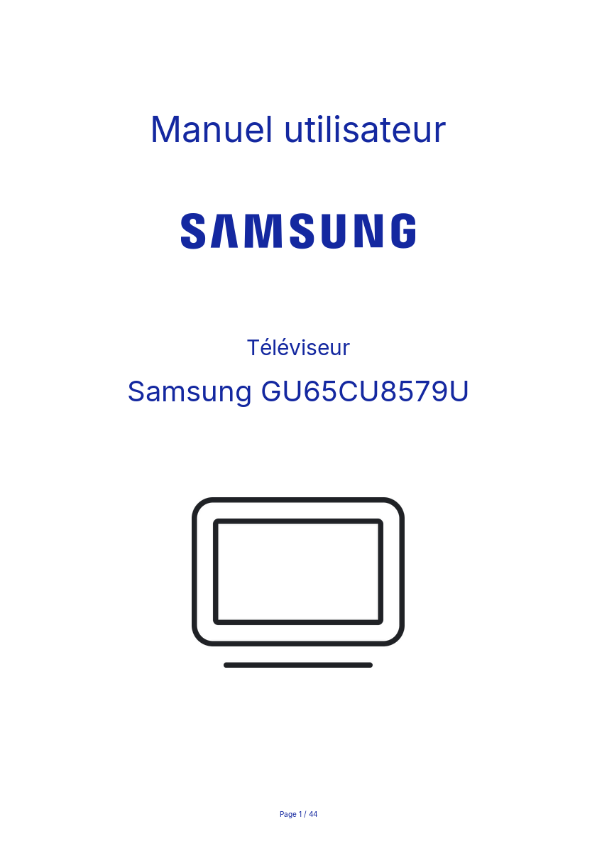 Page n°1 - Manuel utilisateur Samsung GU65CU8579U