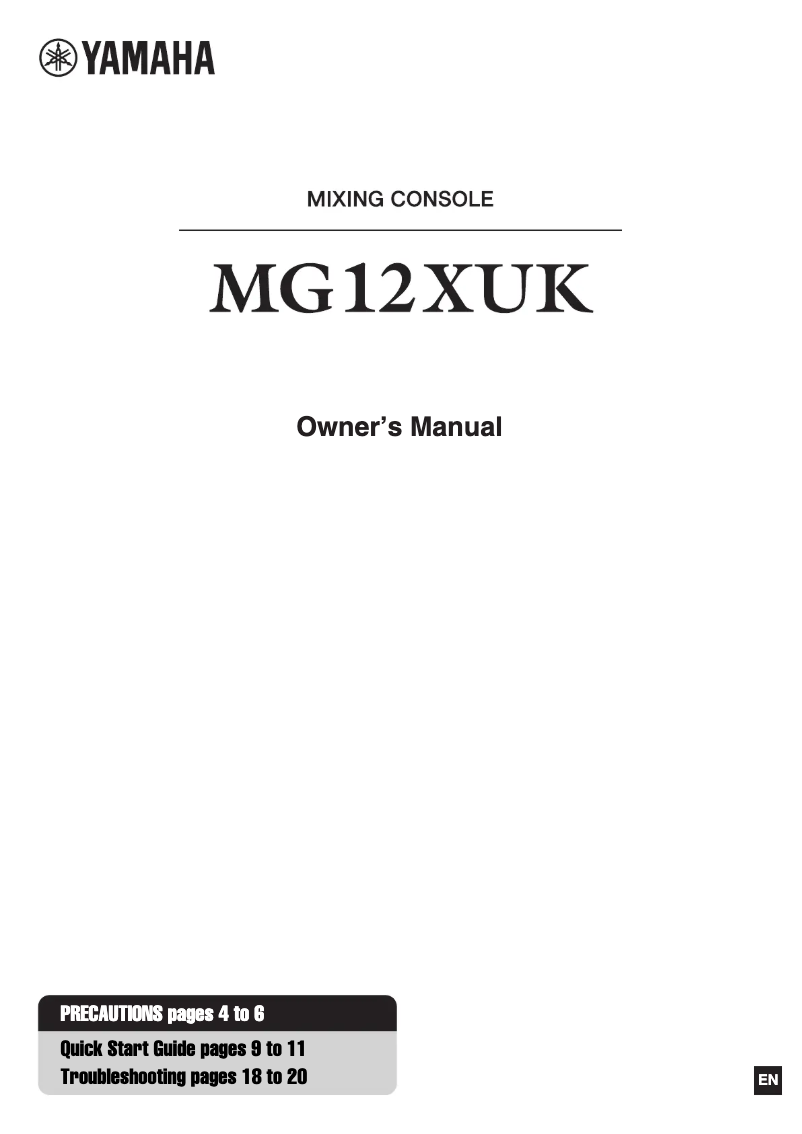 Page n°1 - Manuel utilisateur Yamaha MG12XUK