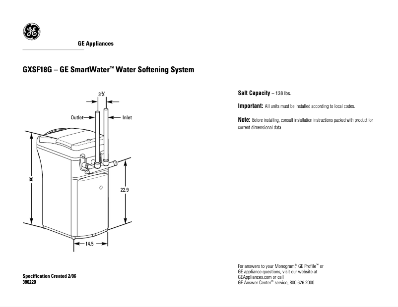 Imagen de la primera página del manual del dispositivo GXSF18G