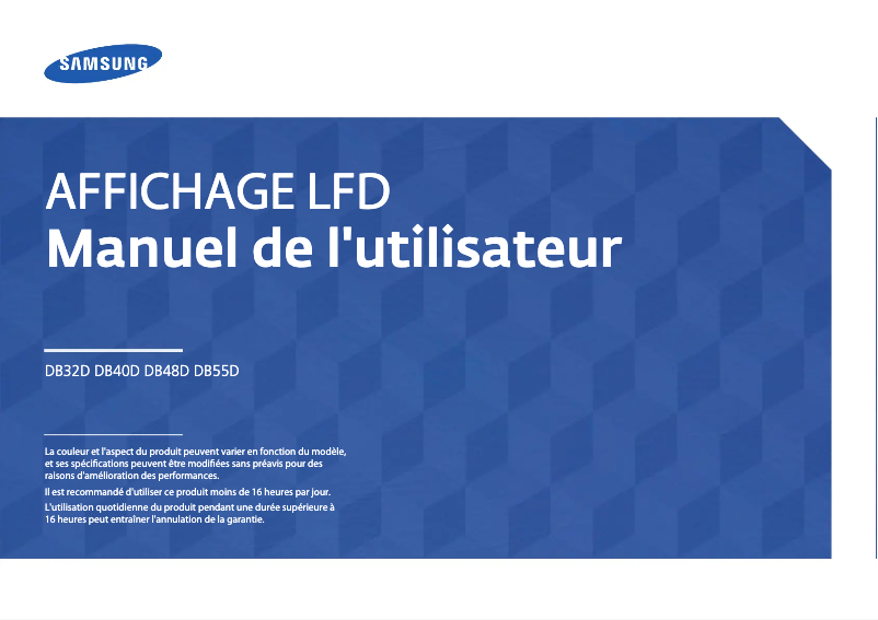 Page n°1 - Manuel utilisateur Samsung LH40DBDPLGC