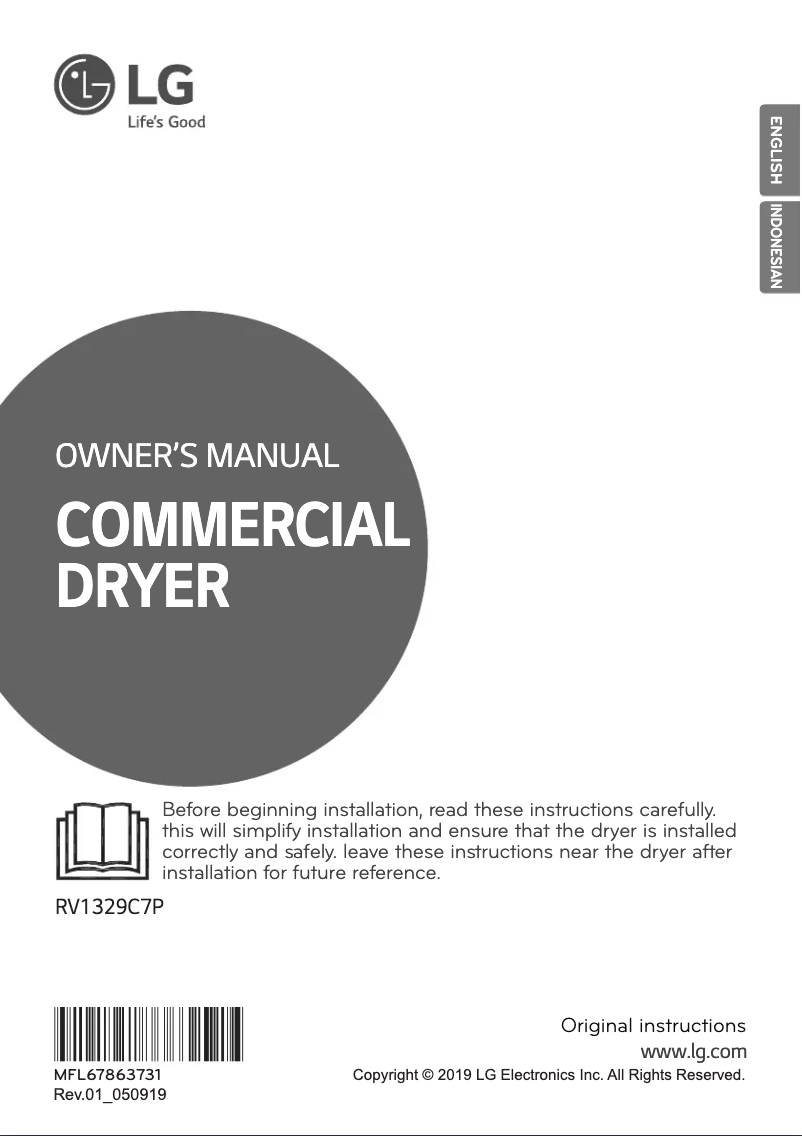 Page 1 de la notice Manuel utilisateur LG RV1329C7P