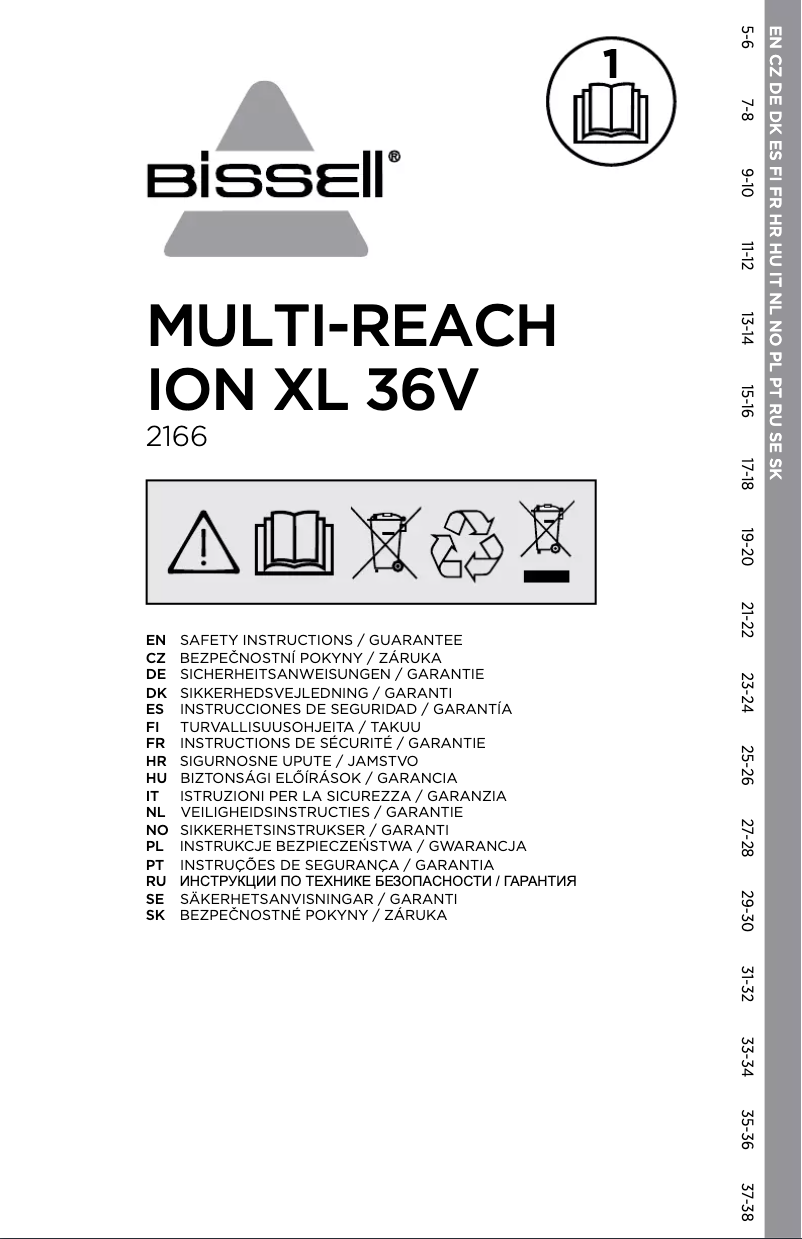 Page n°1 - Manuel utilisateur Bissell XL36V