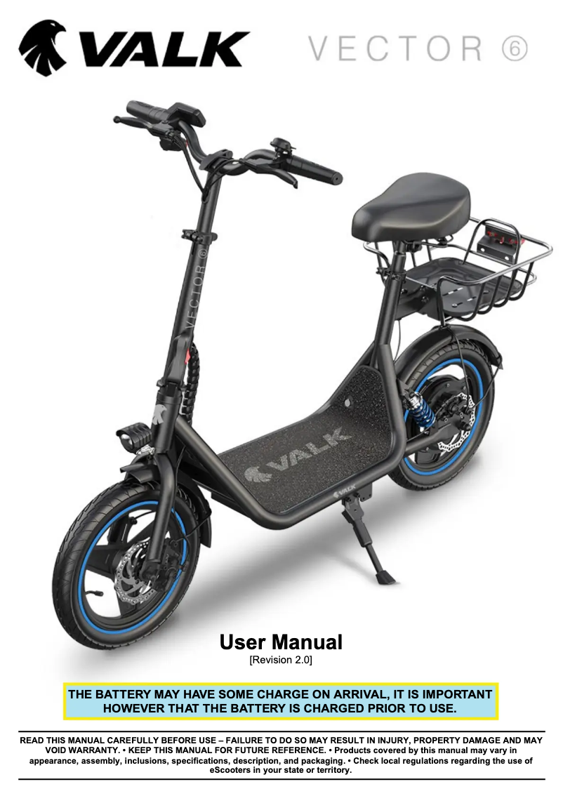 Image de la première page du manuel de l'appareil Vector 6