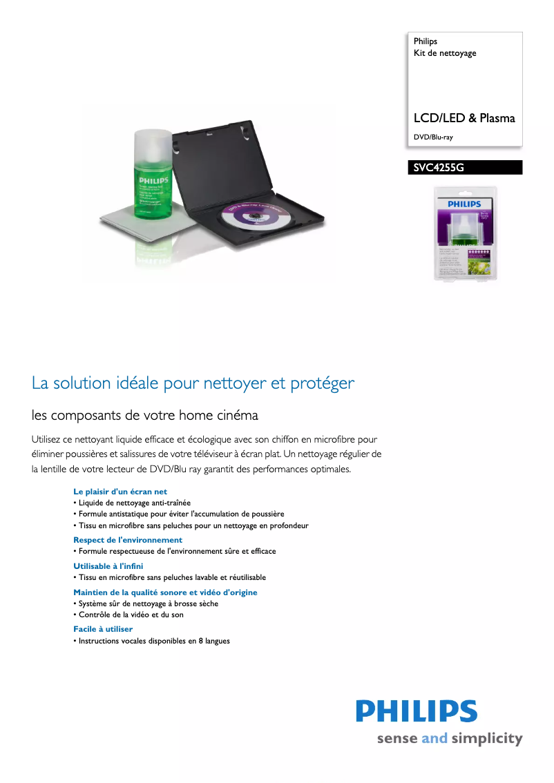 Página 1 del manual Ficha técnica Philips SVC4255G